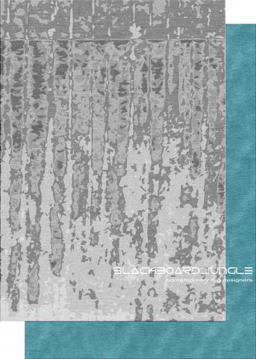 Matrix 103 ...... Shaped Grey and teal grunge rug