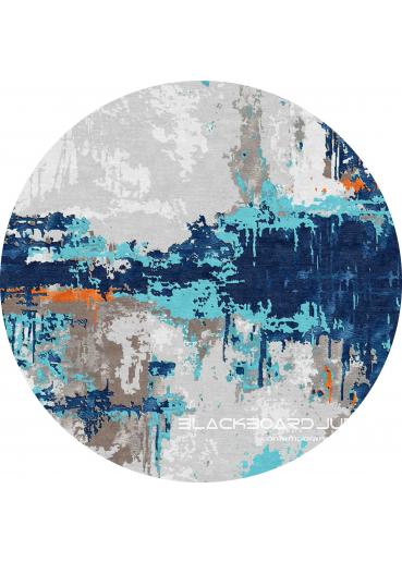 Matrix 209 ...... Round blue turquoise paint rug